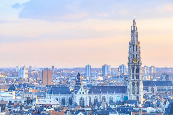 View over Antwerp with cathedral of our lady taken, Belgium Copyright Pigprox